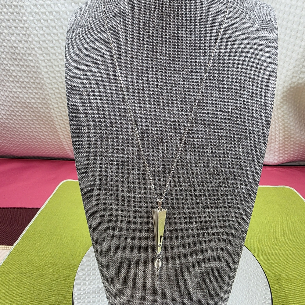Silver Interactive Fan Pendant Necklace